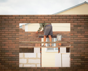 Bricks on a house under construction.