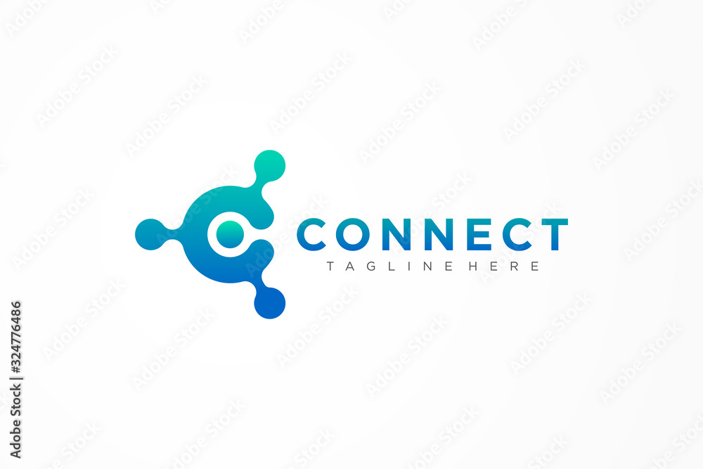 Abstract Letter C Logo Blue Gradient Circular Rounded with Connected ...