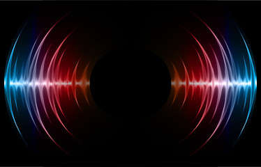 sound waves oscillating dark red light