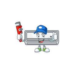 Poster - Smiley Plumber air conditioner on mascot picture style