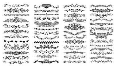 Wall Mural - set of 50 doodle sketch drawing divider, wedding card design element or page decoration