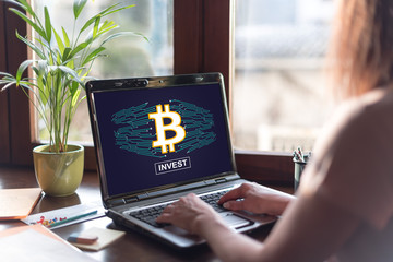 Sticker - Bitcoin concept on a laptop screen