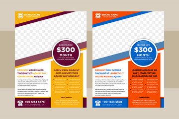 Wall Mural - vector colorful flyers design template. vertical geometric brochure layout concepts. leaflet cover p