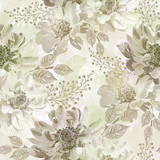 Seamless retro floral pattern in beige shades.