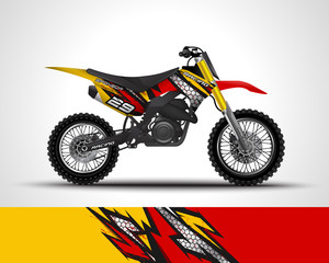 Racing motorcycle wrap decal and vinyl sticker design. Concept graphic abstract background for wrapping vehicles, motorsports, Sportbikes, motocross, supermoto and livery. Vector illustration.