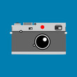 leica camera in a flat design on a blue background