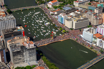 Galo da Madrugada carnival, Recife, Pernambuco, Brazil on March 1, 2014. Every Saturday of the carnival goes out through the streets of downtown Recife. It is one of the largest carnival in Brazil.