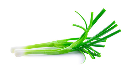 Wall Mural - Spring onions isolated on a white background.