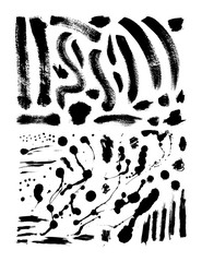 Wall Mural - collection of ink brush strokes and splatter. set of vector grunge brushes. dirty textures of frames