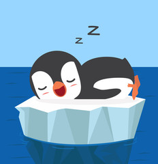  penguin sleep on an ice floe
