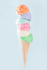 Stack of colorful ice cream scoops