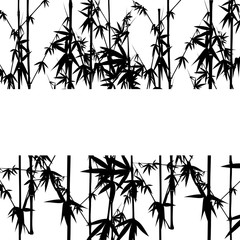 Seamless pattern in black and white of the bamboo, Vector illustration of bamboo, design of Chinese and Japanese trees,  Monochrome trees wallpaper for cards and web.