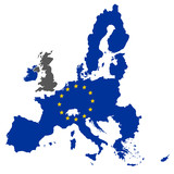 Fototapeta  - european union map blue color with stars without england