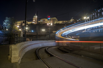 Wall Mural - Buda Castle by the Danube river illuminated at night in Budapest, Hungary