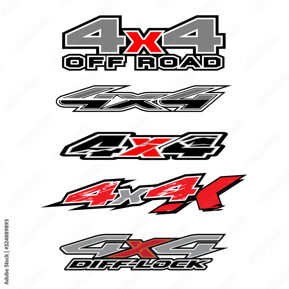 4x4 logo for 4 wheel drive truck and car graphic vector. Design for vehicle vinyl wrap