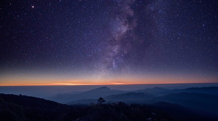 The stars and the milky way in the night sky are very beautiful.