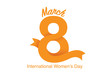 Logo 8 march with ribbon isolated on white background. Illustration about International Women's day symbol.