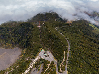 Beautiful aerial view of the Irazu Volcano in Costa Rica 