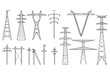 Tangent towers, high voltage electric pylons, power transmission line, types of electric poles and metal towers
