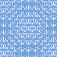 Seamless Blue White Anchors Vector Background Pattern