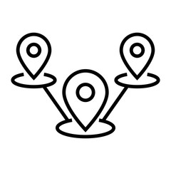 Multiple locations icon. Several map pins illustration. Route symbol. GPS, navigation, location marker signs for perfectly designed web and mobile app concept