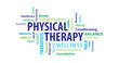 © JJAVA - Physical Therapy Word Cloud on a Blue Background