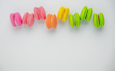 Wall Mural - A french sweet delicacy, macaroons variety closeup.macaroon colourful texture.