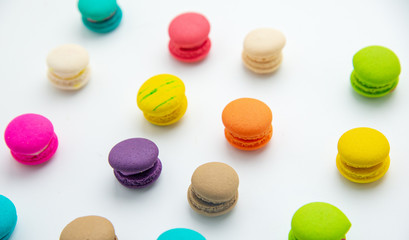 Wall Mural - A french sweet delicacy, macaroons variety closeup.macaroon colourful texture.