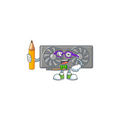 Poster - A mascot icon of Student gaming VGA card character holding pencil