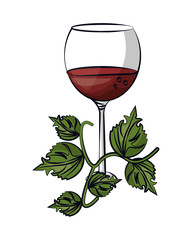 Poster - wine cup drink with leafs plant