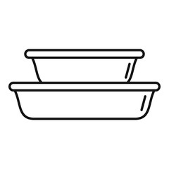 Sticker - Plastic dishes icon. Outline plastic dishes vector icon for web design isolated on white background