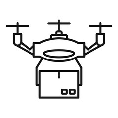 Poster - Box drone delivery icon. Outline box drone delivery vector icon for web design isolated on white background