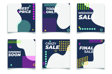 Fototapete - Business presentation template Social media pack. Set of modern square blog posts Editable simple info banner for app, web mail