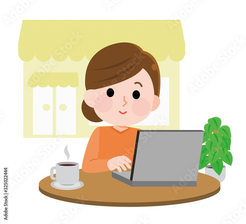リモートワーク 女性 カフェ イラスト Stock Vector Adobe Stock リモートワーク 女性 カフェ イラスト Stock Vector Adobe Stock