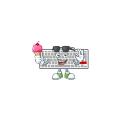 Sticker - White keyboard mascot cartoon style eating an ice cream