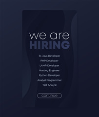 We are hiring vector banner for social media, dark design