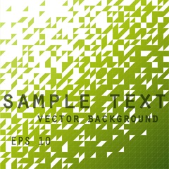 Bright, green pattern of triangles and squares with text