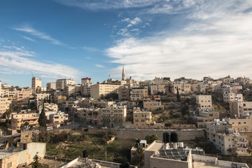 view of bethlehem in the palestinian authority from the hill of david