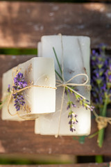 Wall Mural - Top view of natural lavender soap good for skin