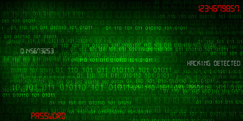 2d illustration abstract digital binary data on computer screen