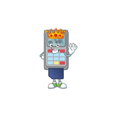 Sticker - A dazzling of POS machine stylized of King on cartoon mascot design