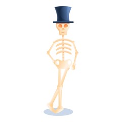 Skeleton top hat icon. Cartoon of skeleton top hat vector icon for web design isolated on white background