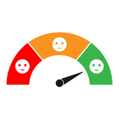 Customer satisfaction meter with five funny emoticons. Easy to use for your website or print.