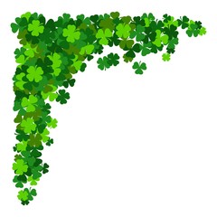 St. Patricks corner border of shamrock. Vector illustration