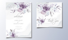 Elegant Wedding Invitation Card With Beautiful Purple And White Floral