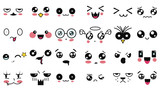 Fototapeta Młodzieżowe - Kawaii cute faces. Funny cartoon japanese emoticon in in different expressions. Expression anime character and emotion. Social network, print, Japanese style emoticons, Mobile, chat. kawaii emotions.