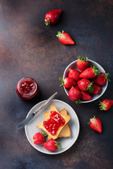 Canvas Print - Toasts with strawberry jam