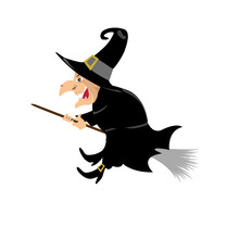 Cartoon Witch Flying   