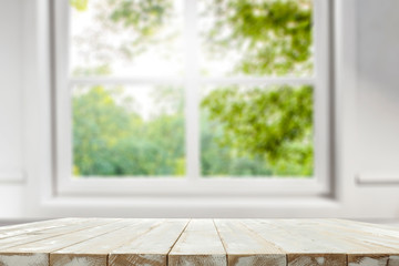 Wall Mural - desk of free space and spring window background