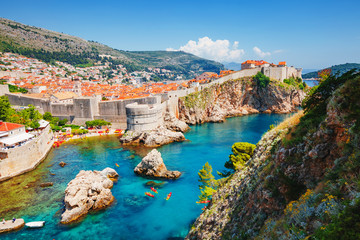 Fototapete - Aerial view at famous city of Dubrovnik. Croatia, South Dalmatia, Europe.